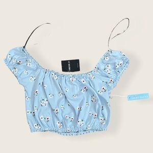 forever 21 floral crop top off shoulder